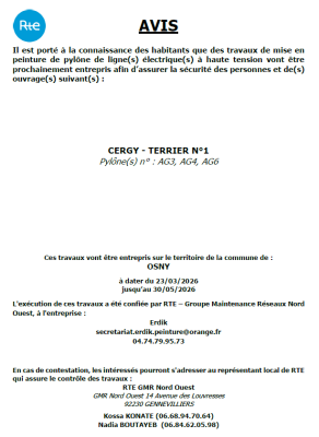 Avis travaux RTE 